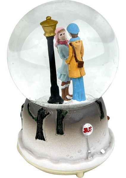 Sokak Lambası Altındaki Sevgililer Işıklı ve Müzikli Kar Küresi fiyatları