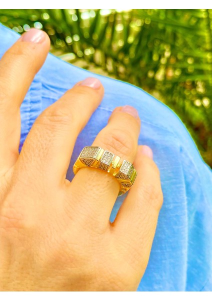 Zirkon Taşlı Altın Renk Ayarlanabilir Tasarım Yüzük fırsatları