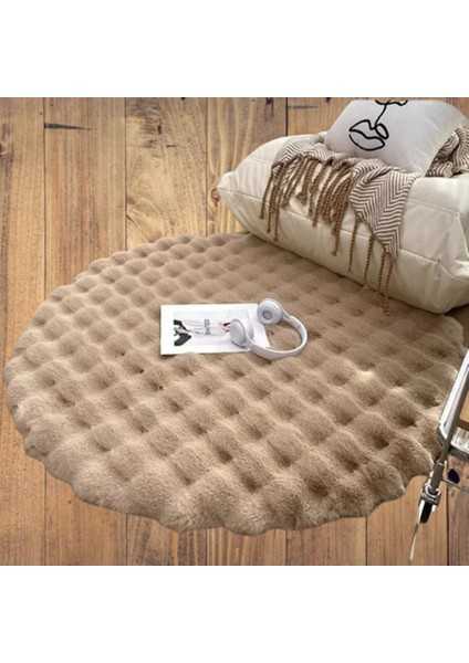 Cloudy Tavşan Tüyü Peluş Yuvarlak Modern Yumuşacık Halı Yıkanabilir Kaymaz