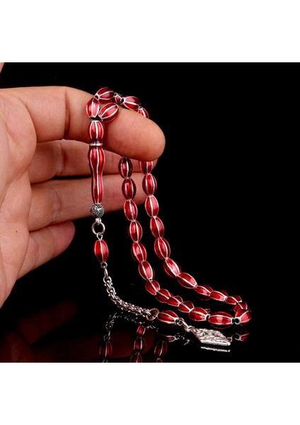 Kırmızı Renk Mine Işlemeli Metal 6 Yarma Model Tesbih fiyatları