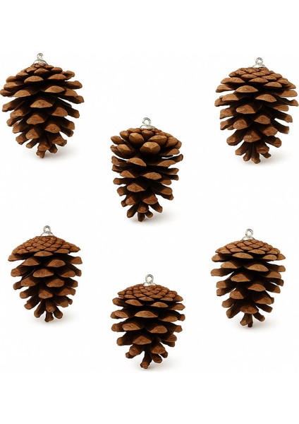 Yılbaşı Ağaç Süsü Kozalak Kahverengi 6 cm 6'lı