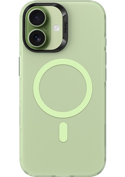 iPhone 17 Uyumlu Kılıf M-Safe Şarj Özellikli Benks Lucid Armor Magnetik Kapak Açık Yeşil