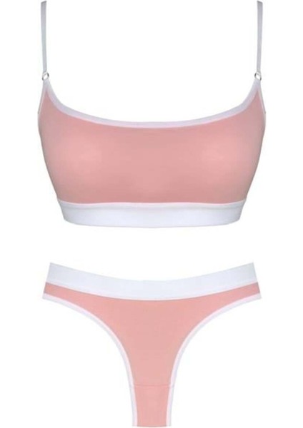 Pudra Pamuklu Lastik Detaylı Ayarlanabilir Askılı Kadın Sütyen Takımı modelleri