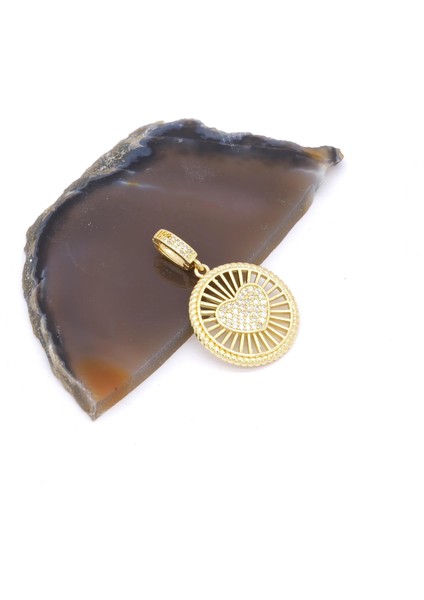 Ajda Charm Çelik Altın Kaplama Kadın Yuvarlak Kalpli MODEL-CHR-112