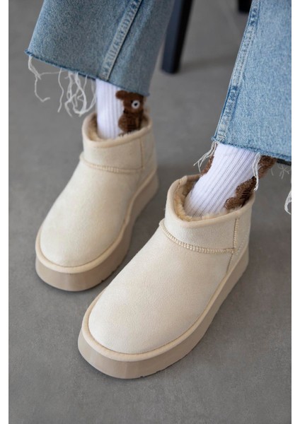 Mini Süet Içi Kürklü Kalın Taban Kadın Bot