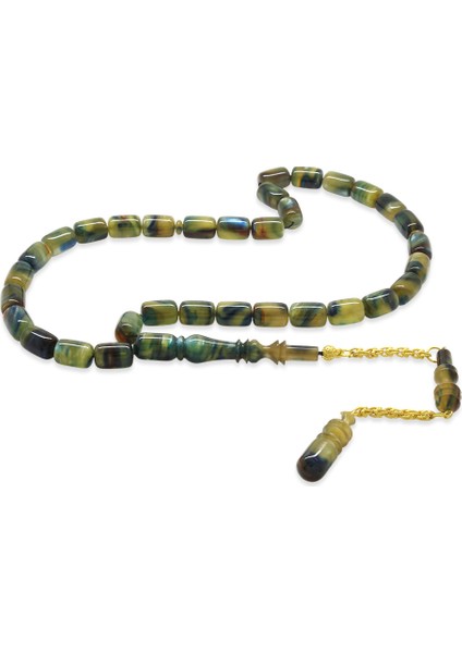 Altın Renk 925 Ayar Gümüş Püsküllü Imamesı Usta Işçilikli Kapsül Kesim Şeffaf Bonibon Katalin Tesbih