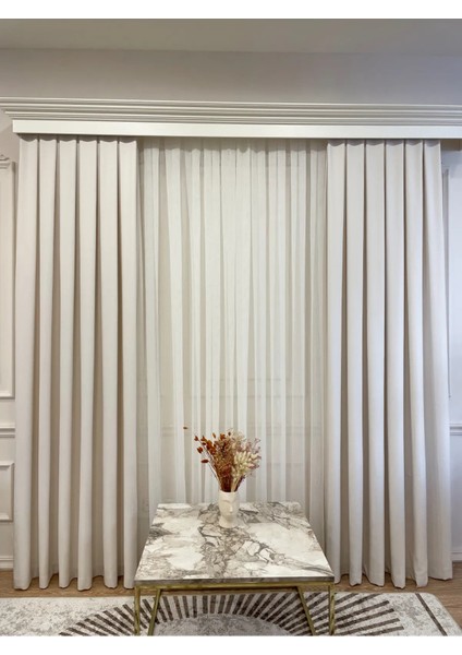 Keten Krem Rengi 1/2,5 Normal Pile Kalın Tek Kanat Fon Perde indirimleri