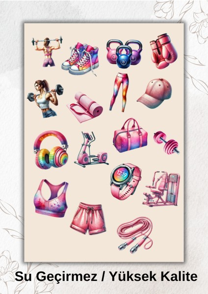 Pembe Pilates, Spor, Sağlık Sticker Ajanda Bullet Journal YRM037