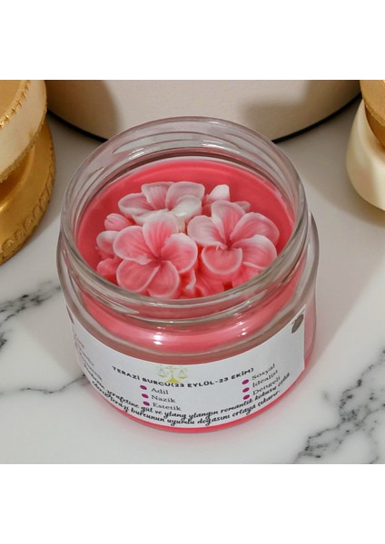 Terazi Burcu Kokulu Mum – Pembe Soya Wax El Yapımı Gül & Ylang Ylang Cam Kavanoz Mum fiyatları