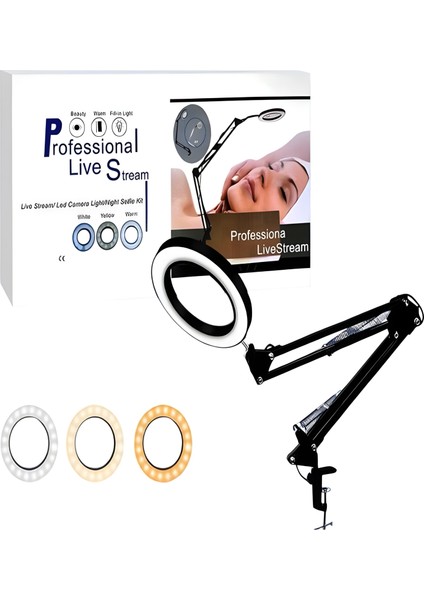 Katlanabilir LED Masa Lambası | 3 Renk Modlu, Ayarlanabilir, Büyüteçli Güzellik ve Bakım Işığı