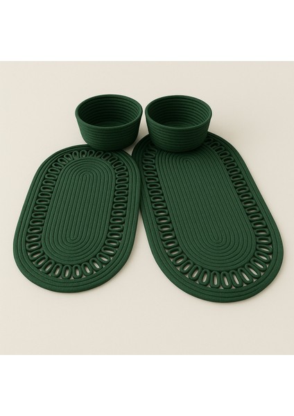 Terra 4’lü Banyo Seti – 2’li Oval Paspas & 2’li Oval Sepet, Doğal Halat Dokuma, El Yapımı - Premium fiyatları