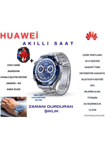 Okyanus Mavisi ,zamanın Ötesinde Premium Watch Ultimate - + Huawei Band 8 Hediye