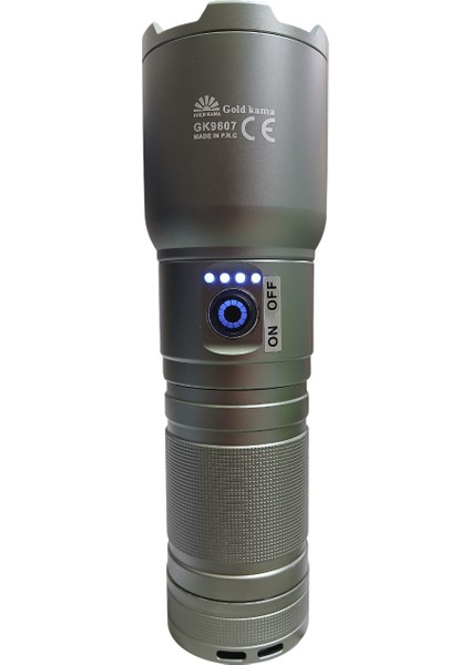 GK-9607 Profesyonel El Feneri | 100W 10.000 Lümen | 7200 Mah, 2200 M Menzil, Zoomlu, Metal Gövde, Type-C Şarjlı fiyatları