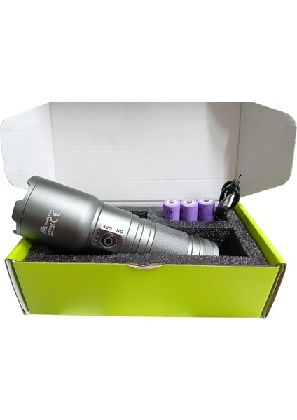 GK-9607 Profesyonel El Feneri | 100W 10.000 Lümen | 7200 Mah, 2200 M Menzil, Zoomlu, Metal Gövde, Type-C Şarjlı indirimleri