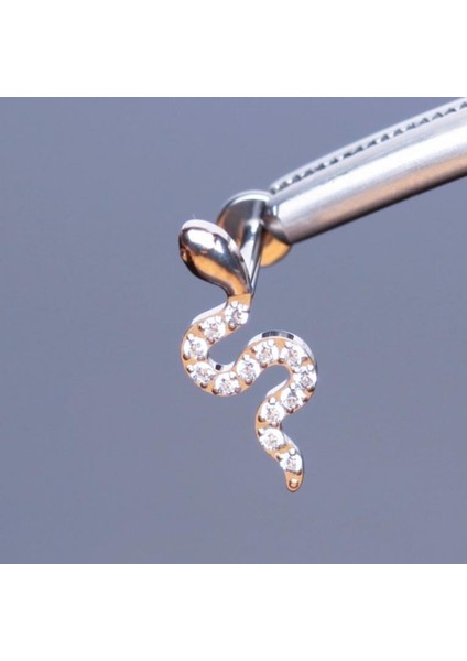 Yüksek Kalite G23 Titanium Yılan Zirkon Titanyum 8x1.2mm Labret Piercing