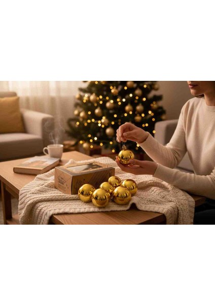 Yılbaşı ve Özel Günler Renkli Süs Topları 4 cm Parlak Sarı 6 Ad fiyatları