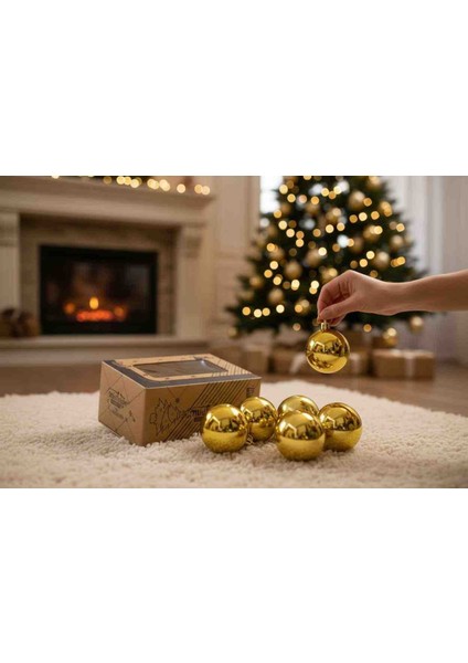 Yılbaşı ve Özel Günler Renkli Süs Topları 4 cm Parlak Sarı 6 Ad modelleri