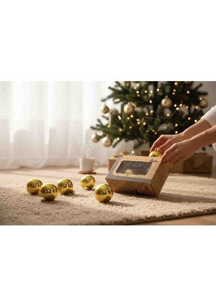 Yılbaşı ve Özel Günler Renkli Süs Topları 4 cm Parlak Sarı 6 Ad fırsatları