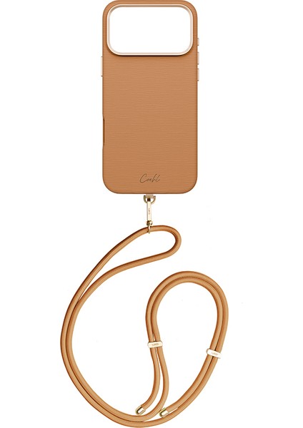 iPhone 17 Pro Max Uyumlu Kılıf M-Safe Şarj Özellikli Askı Ipli Coehl Mirelle Kapak Kahverengi modelleri