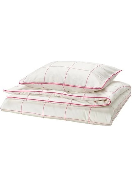 Bredvecklare Tek Kişilik Nevresim Seti Beyaz Pembe 150 x 200/50 x 60 cm