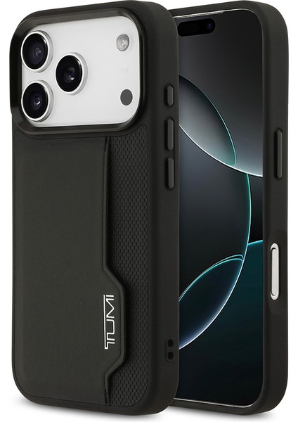 iPhone 17 Pro Uyumlu Kılıf Tumı Orjinal Lisanslı Deri Dikey Kartlıklı Kapak Siyah