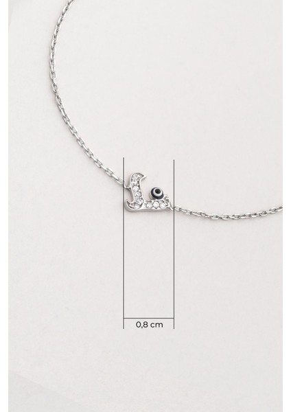 L Harfi 18 Ayar Beyaz Altın Kaplama 19 cm Gümüş Nazar Bileklik fiyatları