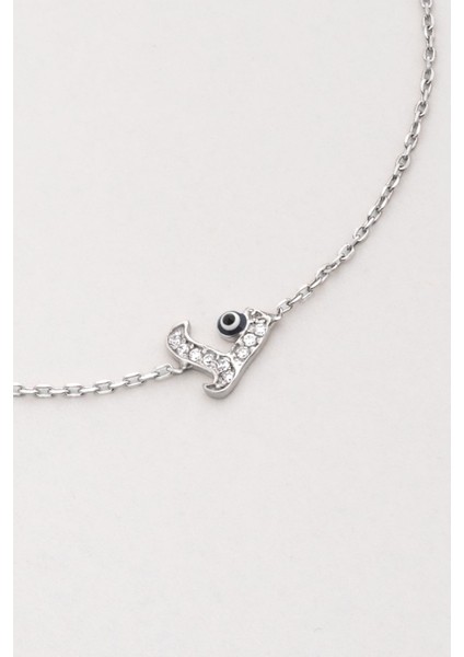 L Harfi 18 Ayar Beyaz Altın Kaplama 19 cm Gümüş Nazar Bileklik modelleri