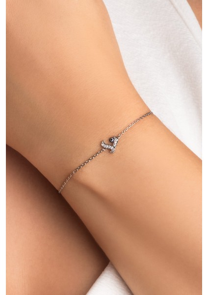 L Harfi 18 Ayar Beyaz Altın Kaplama 19 cm Gümüş Nazar Bileklik indirimleri