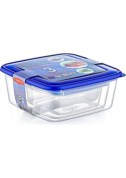 Buğz 3'lü Kare Saklama Kabı Seti