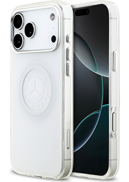 iPhone 17 Pro Max Uyumlu Kılıf Mercedes Benz Lisanslı M-Safeli Buzlu Pc Nostaljik Yıldız Kapak Beyaz
