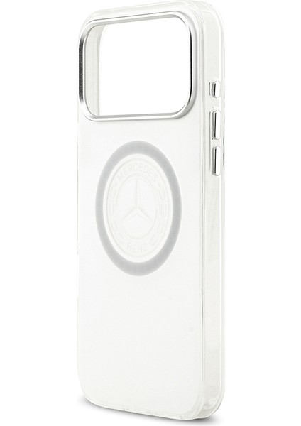 iPhone 17 Pro Max Uyumlu Kılıf Mercedes Benz Lisanslı M-Safeli Buzlu Pc Nostaljik Yıldız Kapak Beyaz