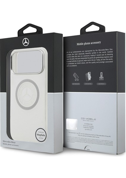 iPhone 17 Pro Max Uyumlu Kılıf Mercedes Benz Lisanslı M-Safeli Buzlu Pc Nostaljik Yıldız Kapak Beyaz