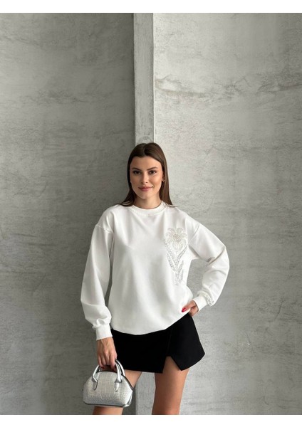 Çiçek Desenli Ipek Siyah Sweatshirt modelleri