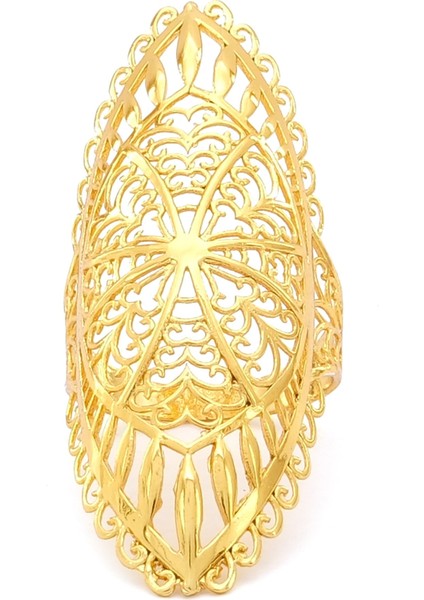 Çelik Yüzük Kadın Altın Kaplama Hint Model YZK-507