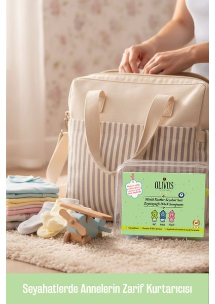 Baby Minik Dostlar Seyahat Seti | %100 Doğal Zeytinyağlı, Nazik ve Göz Yakmayan Bebek Saç ve Vücut Şampuanı (3×89 Ml)