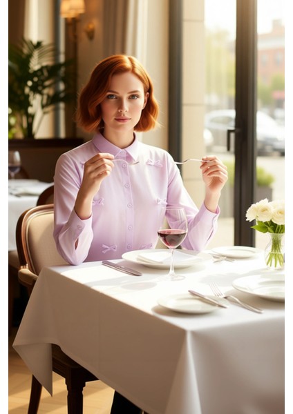 Kadın Dokuma Gömlek Fiyonk Detayları Ile Günlük ve Özel Anlarınıza Zarafet Katın Dayanıklı modelleri