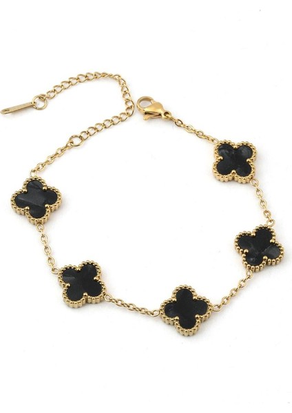 Çelik Yonca Bileklik Gold