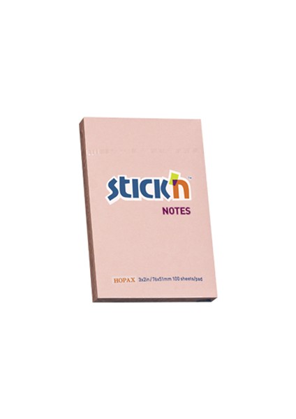 Hopax Stıckn Yapışkanlı Not Kağıdı (12 ADET)100 Yp 76X51 Pastel Pembe 21145