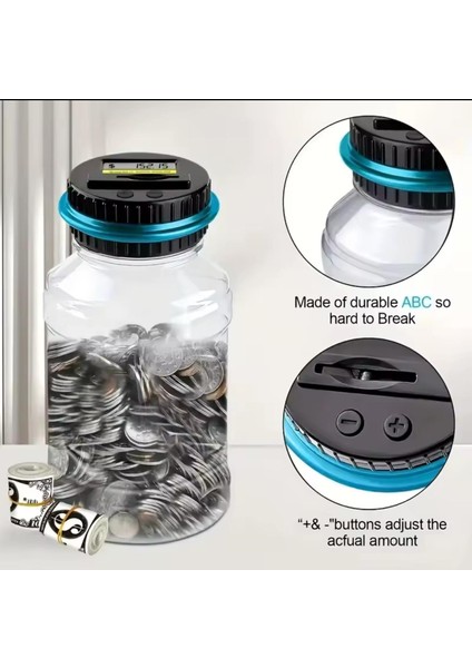 LCD Ekran Elektronik Dijital Bozuk Para Sayma Kumbarası (Türk Para Birimi Sayar)