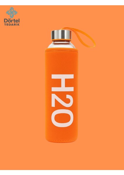 H2O Kılıflı Cam Matara 600 ml