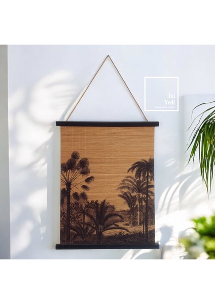 Egzotik Palmiye Bambu Duvar Süsü – Naturel Otantik Ev ve Ofis Dekoru, Rustik Hediyelik Aksesuar