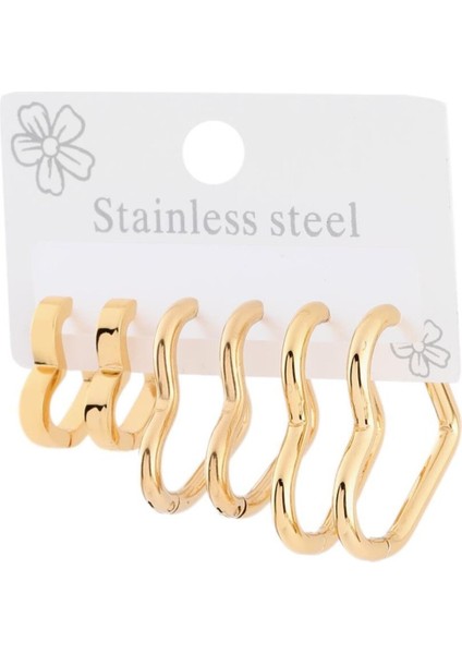 Çelik Altılı Küpe Gold