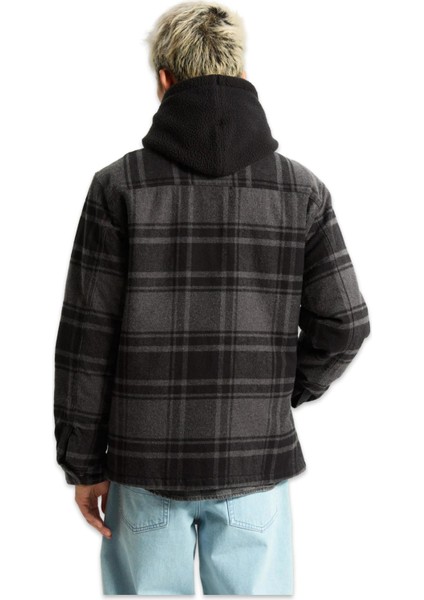 VN000P7V Piedmont Hooded Plaid Shacket Siyah Erkek Ceket modelleri