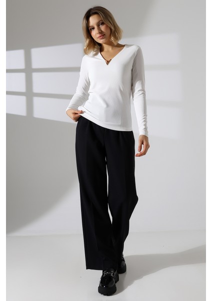 Gold Aksesuarlı Uzun Kollu Şık Bluz fırsatları