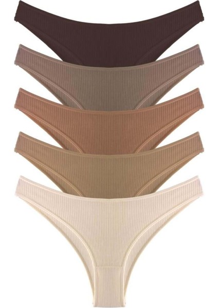 Kadın Pamuklu ve Likralı Fitilli Kaşkorse Tanga Kü