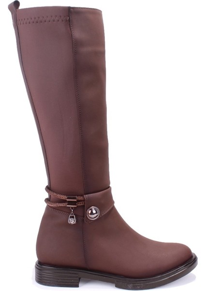 DZA07-43621911 Kahve Günlük Streçli Düz Topuk Kadın Çizme fiyatları