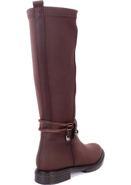 DZA07-43621911 Kahve Günlük Streçli Düz Topuk Kadın Çizme fırsatları