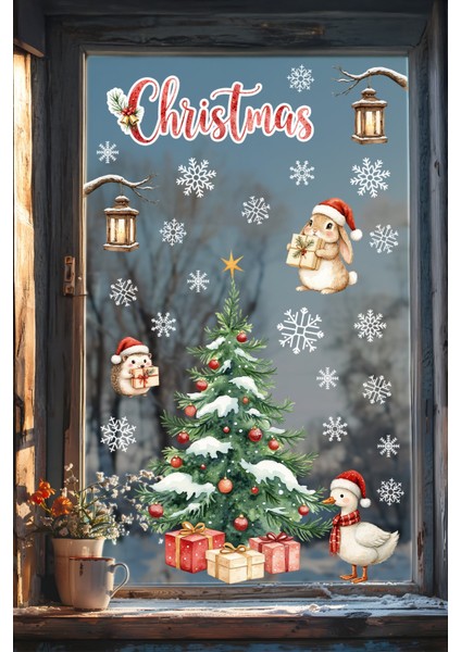 Christmas Yılbaşı Cam Sticker Seti 50 Parça – Çift Taraflı Baskı, Suya Dayanıklı, Kar Tanesi Figürler fiyatları