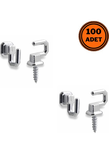 100 Adet Osena Anahtar Askısı Kanca Metal Krom Kod: 4147