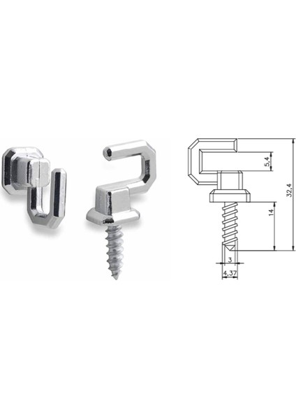 100 Adet Osena Anahtar Askısı Kanca Metal Krom Kod: 4147 fiyatları